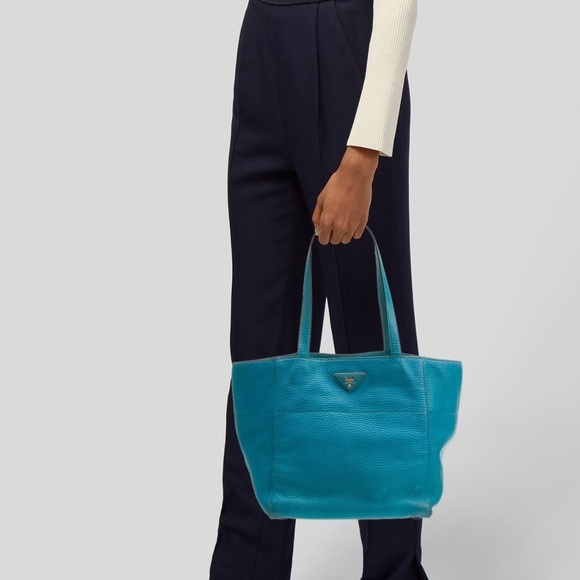 EUC - Prada Vitello Daino Tote Bag - turquoise - Picture 3 of 13